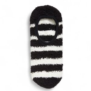 Black and White Striped Fuzzy Socks